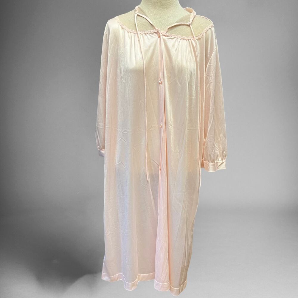 Silky Lace Rose Granny Button Down Sheer Nightgown